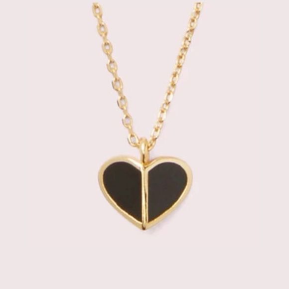kate spade Jewelry - KATE SPADE Heritage Black Spade Enamel Heart Two Tone (Black & Gold) Necklace